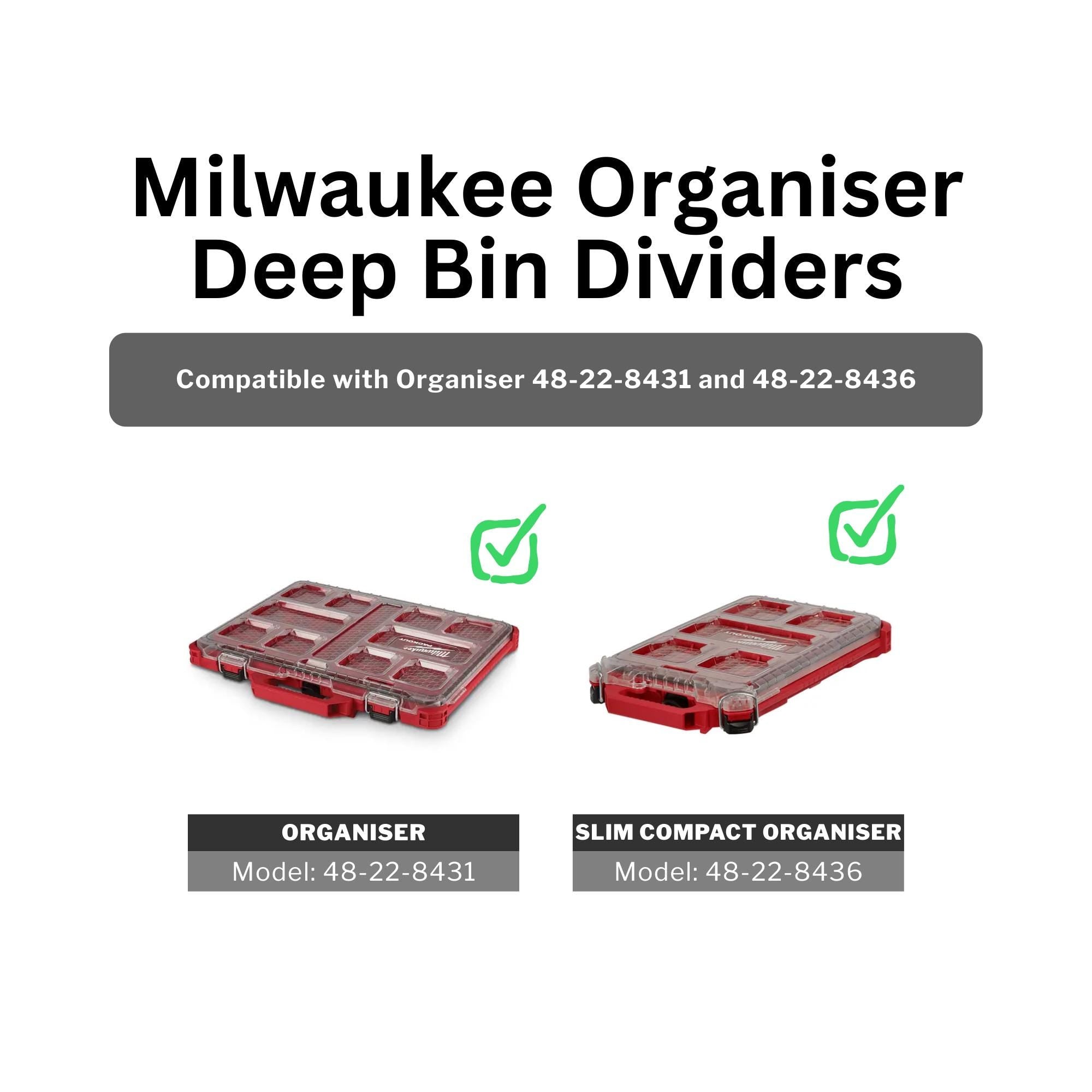 Slim Milwaukee Packout Dividers Starter Pack Bundle | Storage Bin Insert for 48-22-8431 & 48-22-8436 | Packout Organiser | FREE AUS SHIPPING