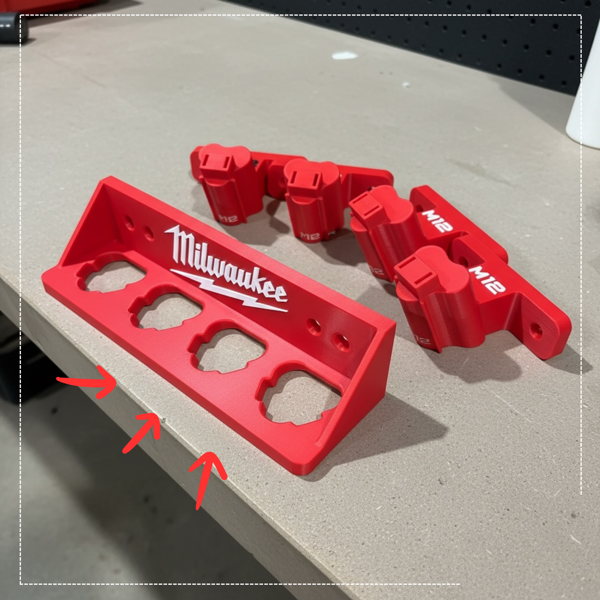 Milwaukee M12 Tool and Battery Pack Holder Bracket Combo Pack