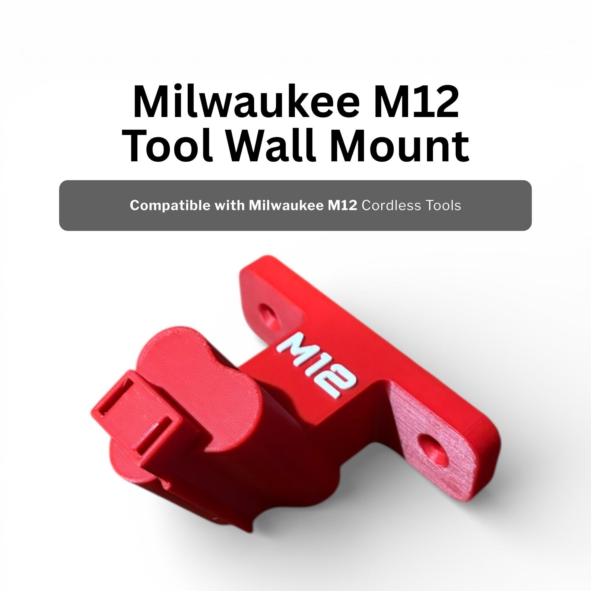 Milwaukee M12 Compatible Tool Holder | Tool Holder Brackets Compatible with Milwaukee M12 12V Batteries | Garage & Workshop Organiser