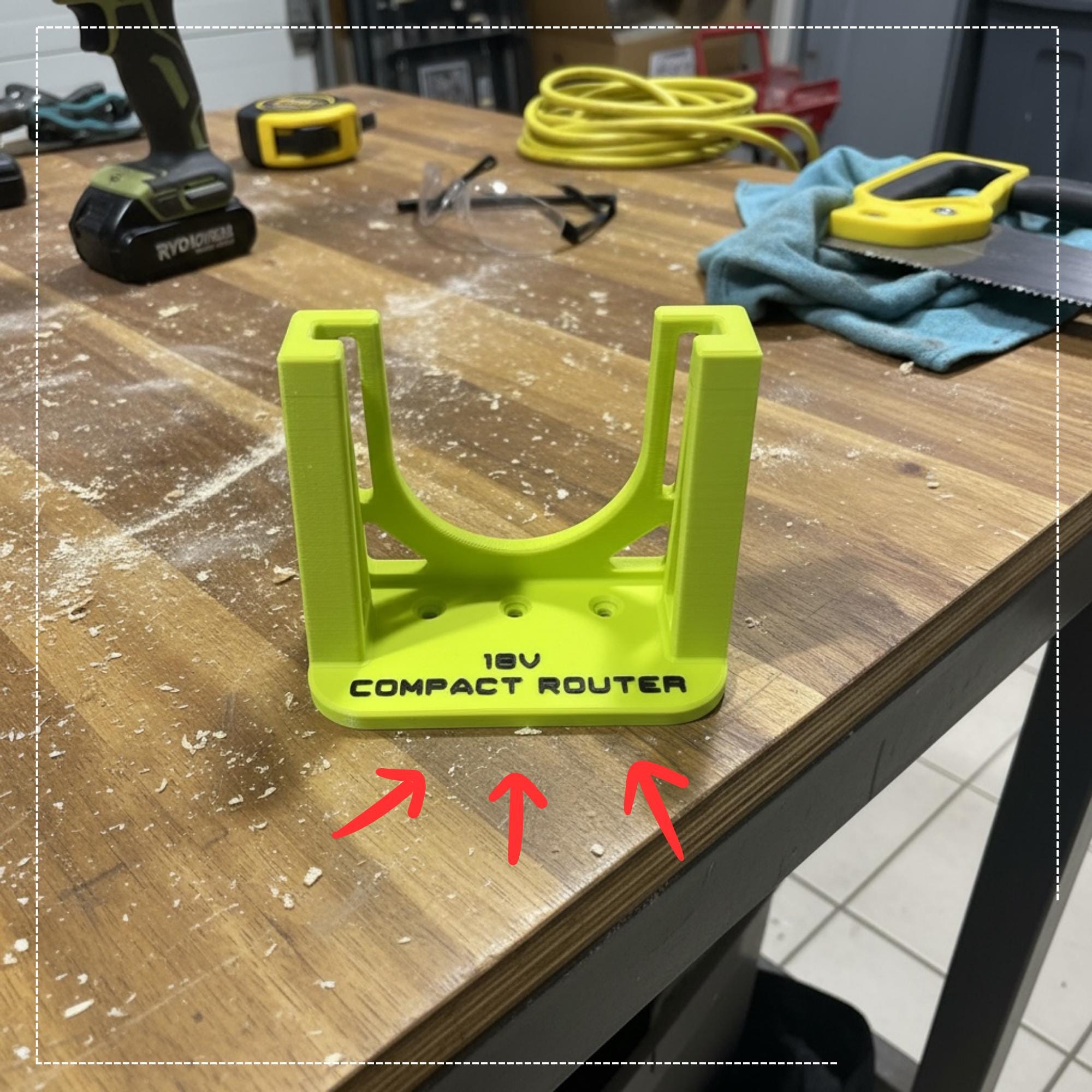Ryobi One+ Compact Router Wall Mount | LD ToolForge | 3D Printed Holder | Ryobi Compact Router | Ryobi Storage and Tools | Garage Organiser