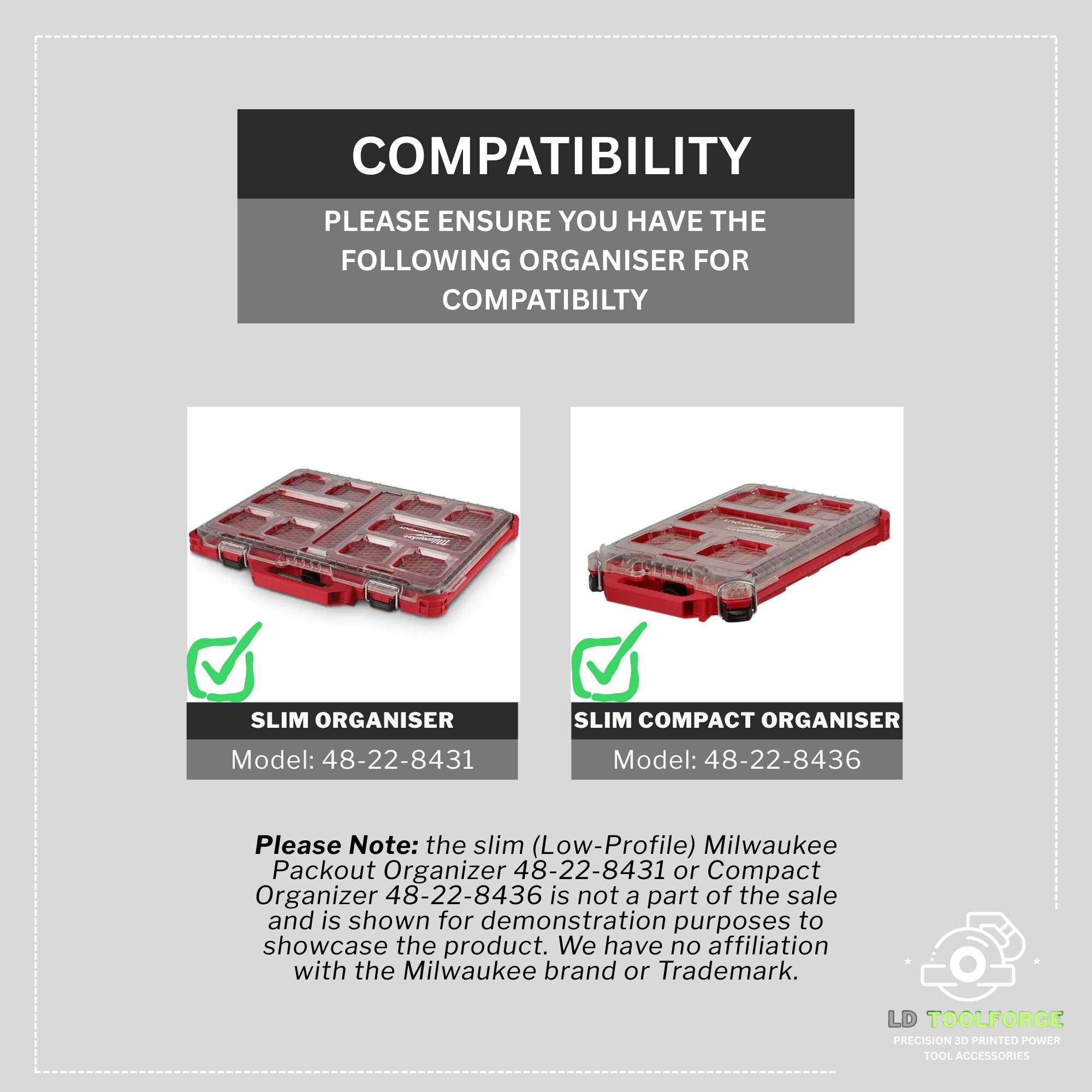 Small Bins for Milwaukee PACKOUT™ Low-Profile Compact Organiser | Compatible with 48-22-8431 & 48-22-8436