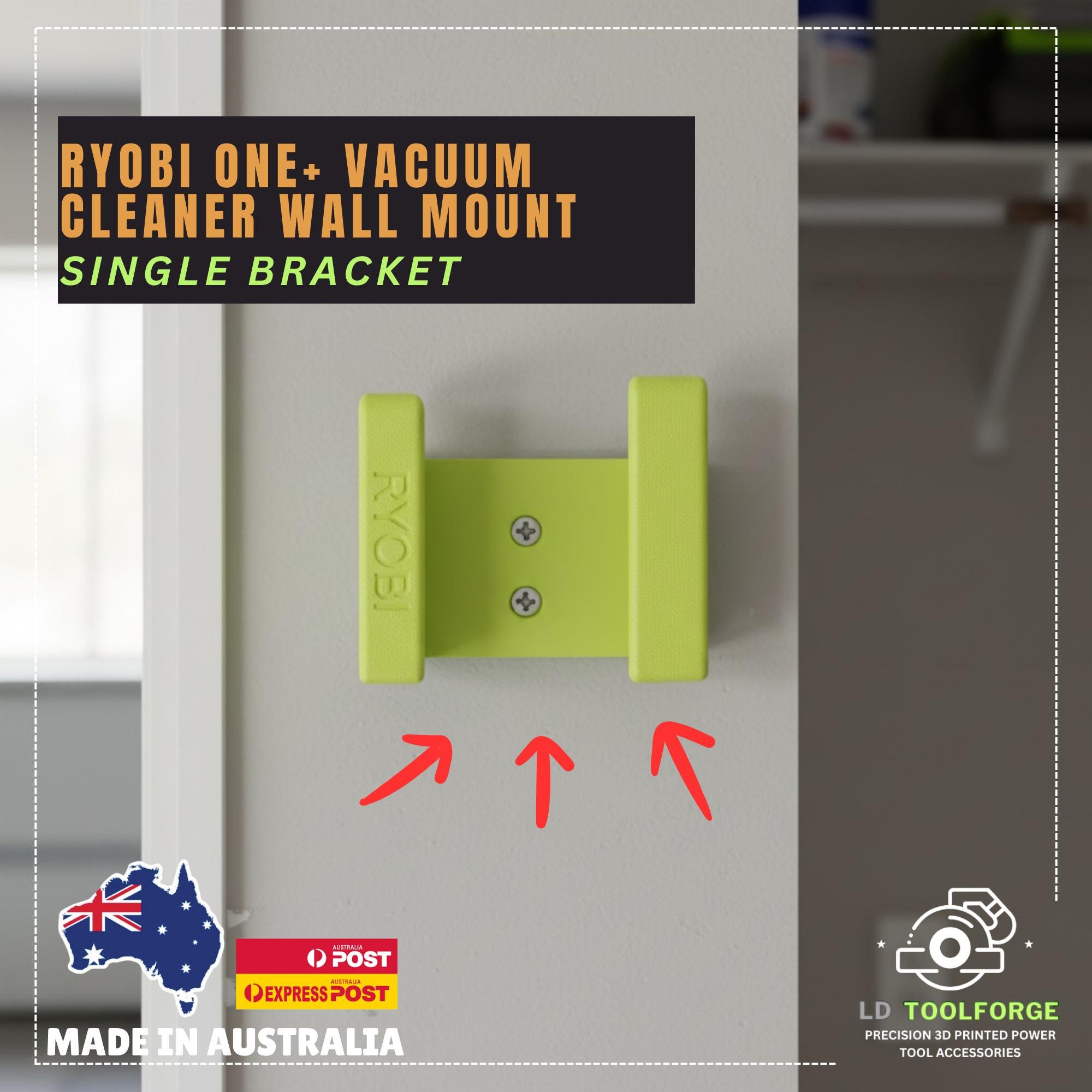 Ryobi One+ Vacuum Cleaner Wall Mount | LD ToolForge | 3D Printed Holder | Space Saving Storage | Ryobi Storage and Tools | Garage Organiser