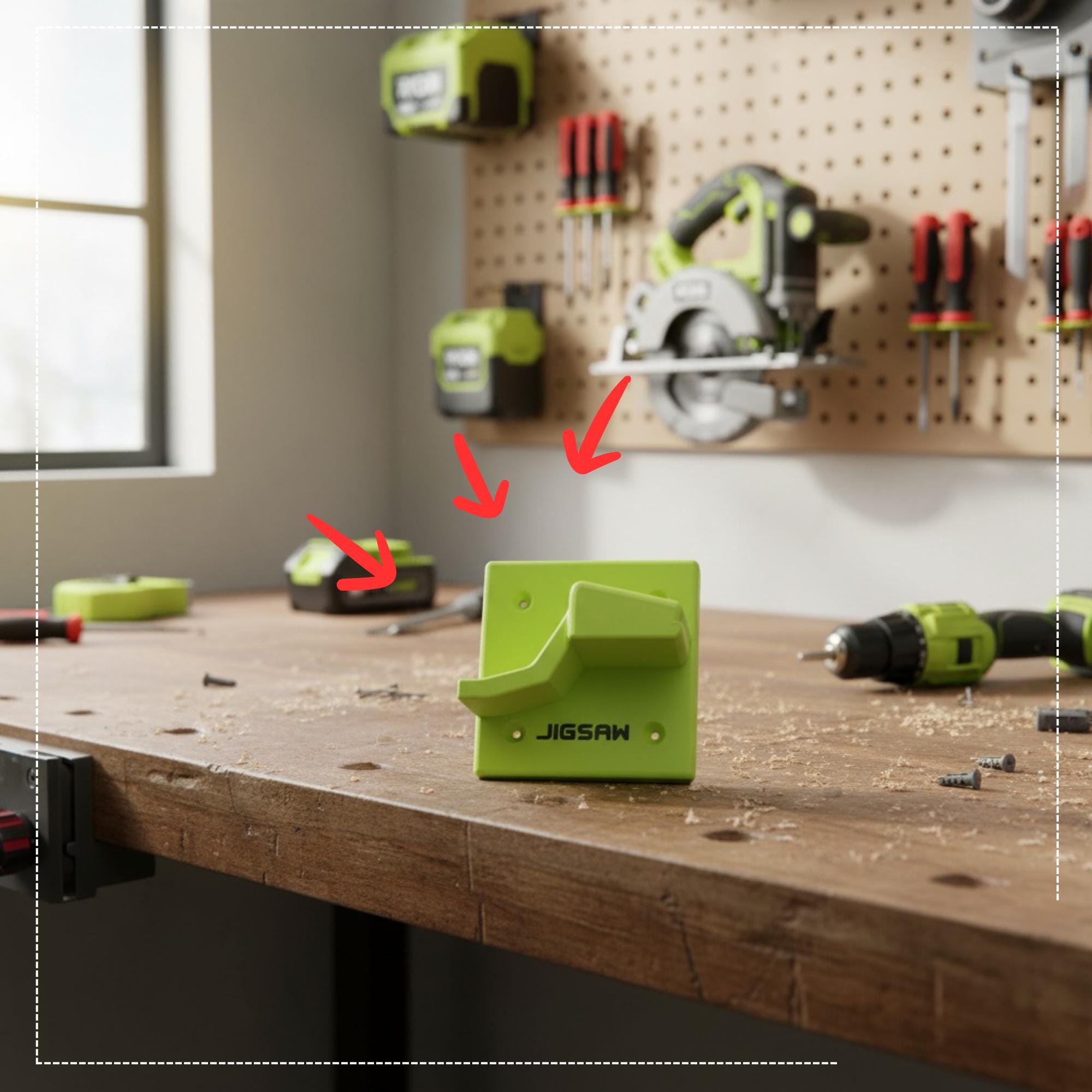 Ryobi ONE+ 18V Jigsaw  (R18JS7) Wall Mount | 3D Printed Holder | Space Saving Storage | Ryobi Storage and Tools | Garage Organiser