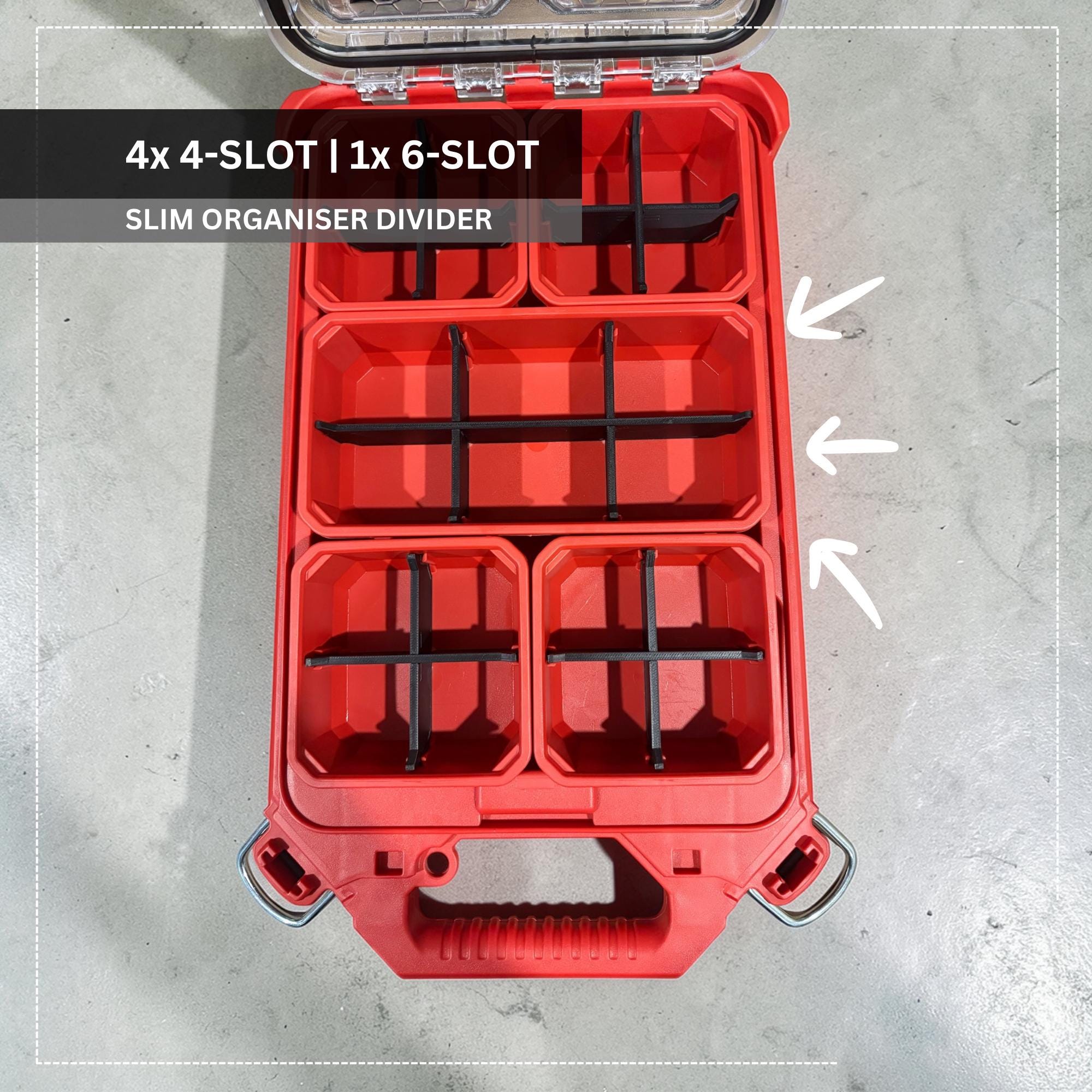 Slim Milwaukee Packout Dividers Starter Pack Bundle | Storage Bin Insert for 48-22-8431 & 48-22-8436 | Packout Organiser | FREE AUS SHIPPING