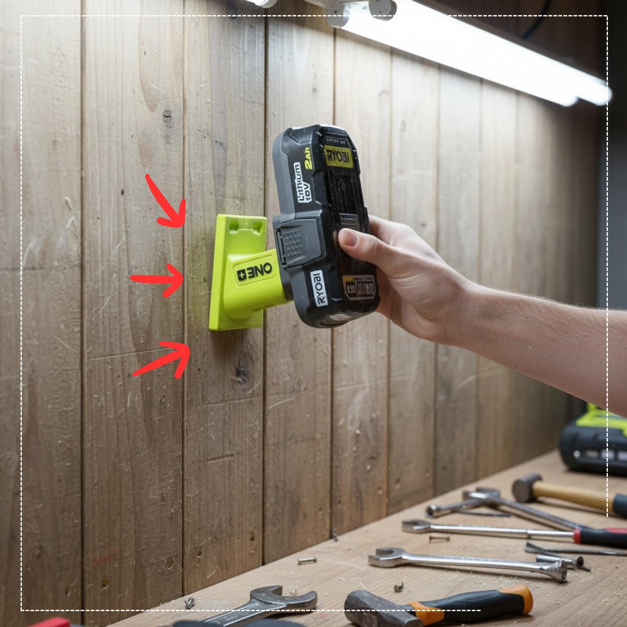 Ryobi One+ 18V Battery Holders | Wall Mount Tool Organizer | Ryobi Battery Storage Rack | 3D Printed Holder | Workshop Organisation
