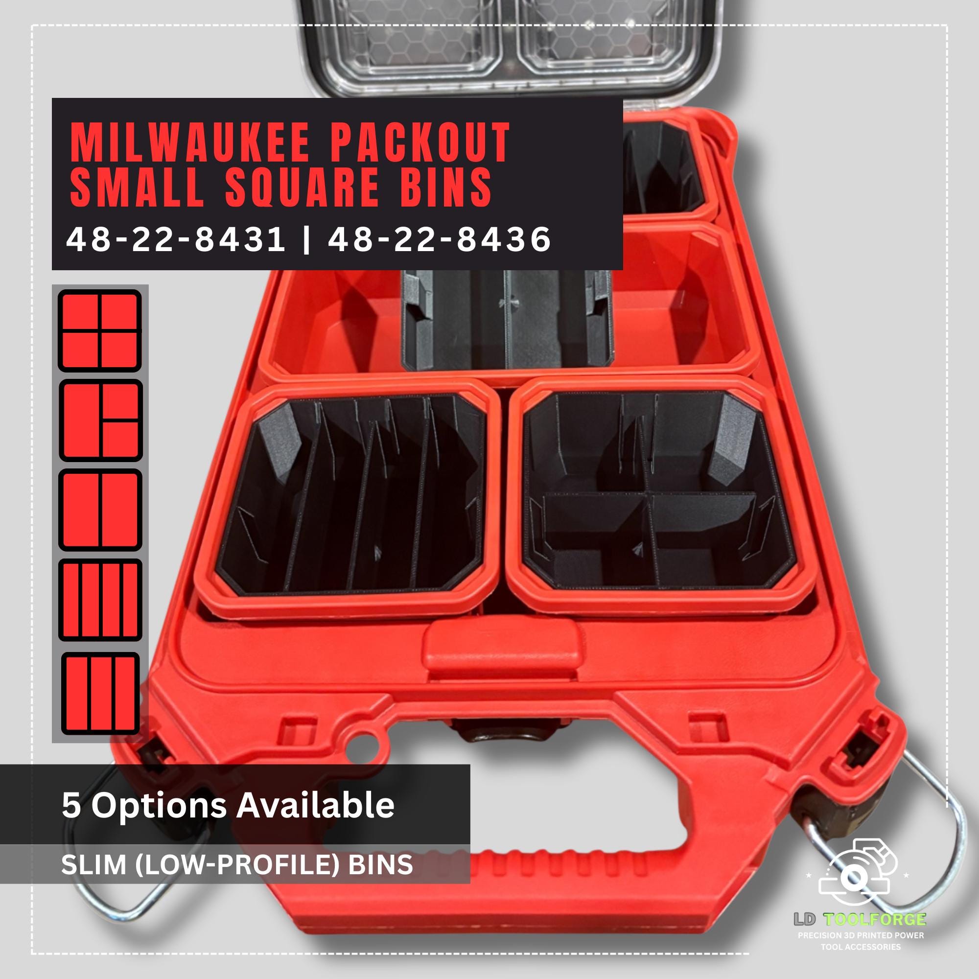 Small Bins for Milwaukee PACKOUT™ Low-Profile Compact Organiser | Compatible with 48-22-8431 & 48-22-8436